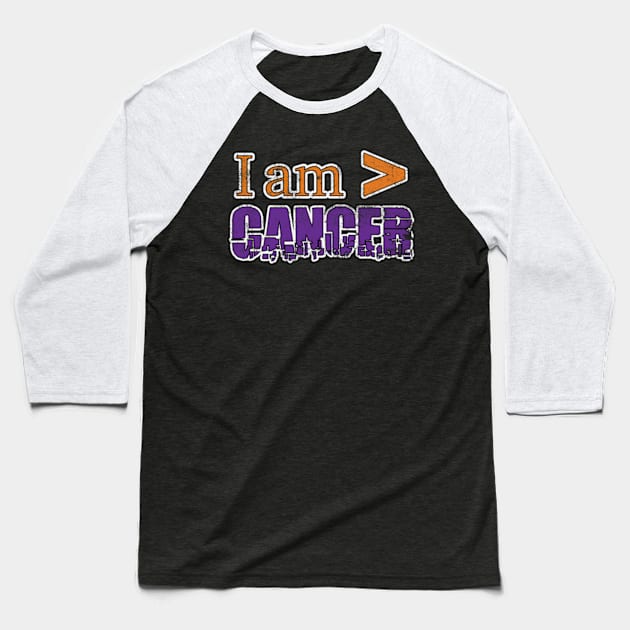 Cancer is Less Than Me distressed Baseball T-Shirt by YOPD Artist